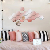 12Pcs Hexagon Mirror Wall Stickers