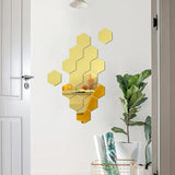 12Pcs Hexagon Mirror Wall Stickers