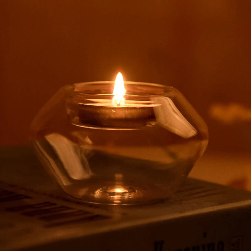 Transparent Glass Candle Holder