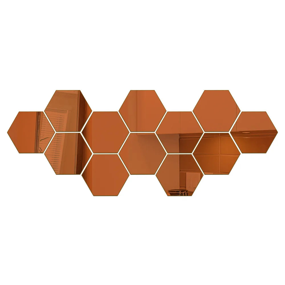 3D Rose Gold Mirror Wall Stickers