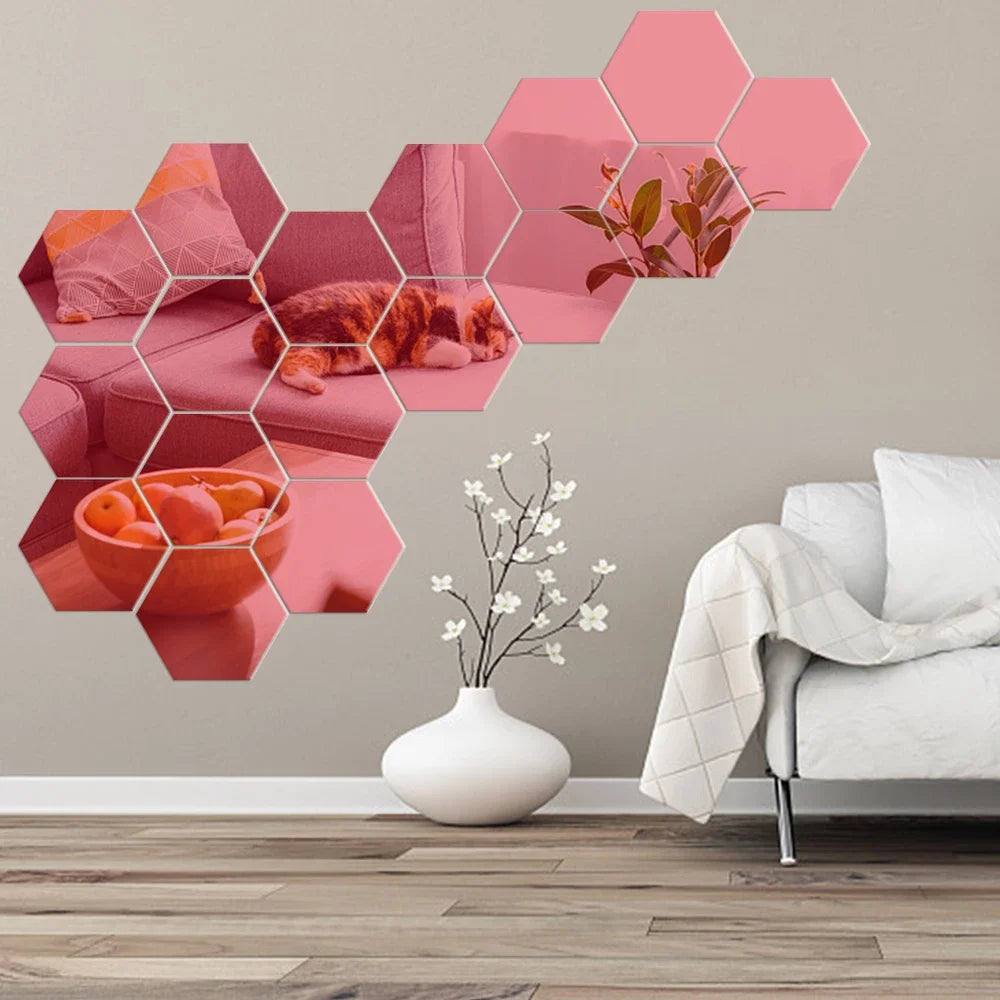 3D Rose Gold Mirror Wall Stickers