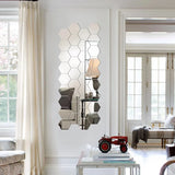 12Pcs Hexagon Mirror Wall Stickers