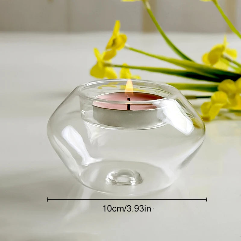Transparent Glass Candle Holder