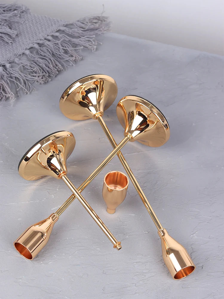 European-Style Metal Candle Holder Set