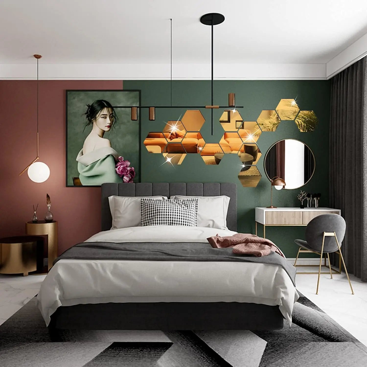 3D Rose Gold Mirror Wall Stickers