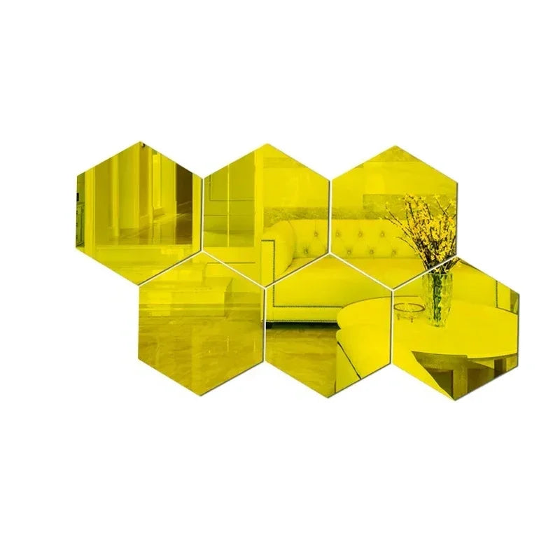 3D Hexagonal Mirror Wall Stickers